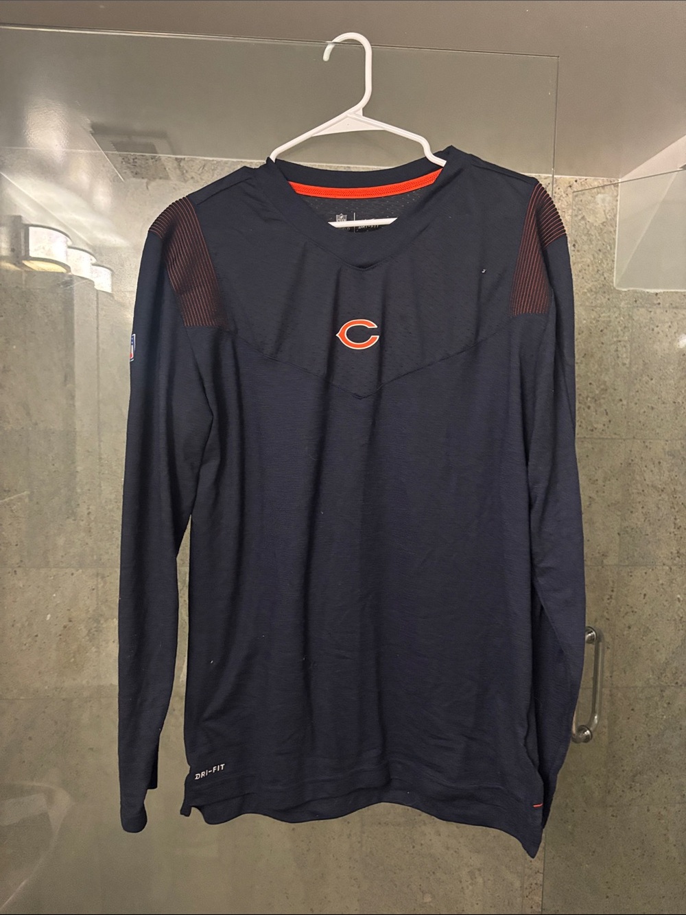 Nike Navy and Orange Chicago Bears Long-Sleeve Performance Shirt
